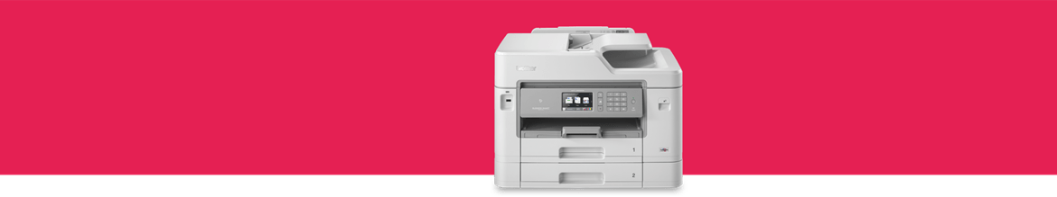 inkjet printer on a red backdrop