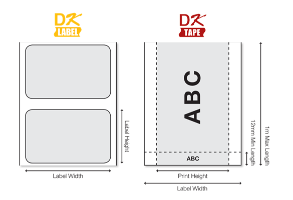 DK labels are available in a variety of sizes 