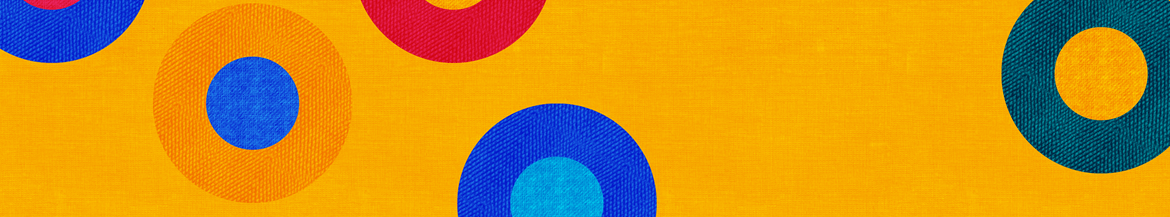 yellow background with multicoloured circles