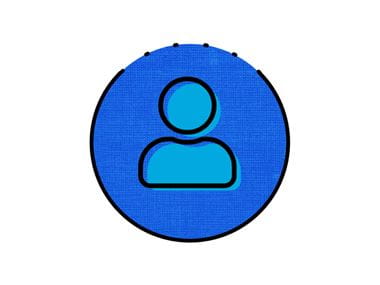 blue icon of person
